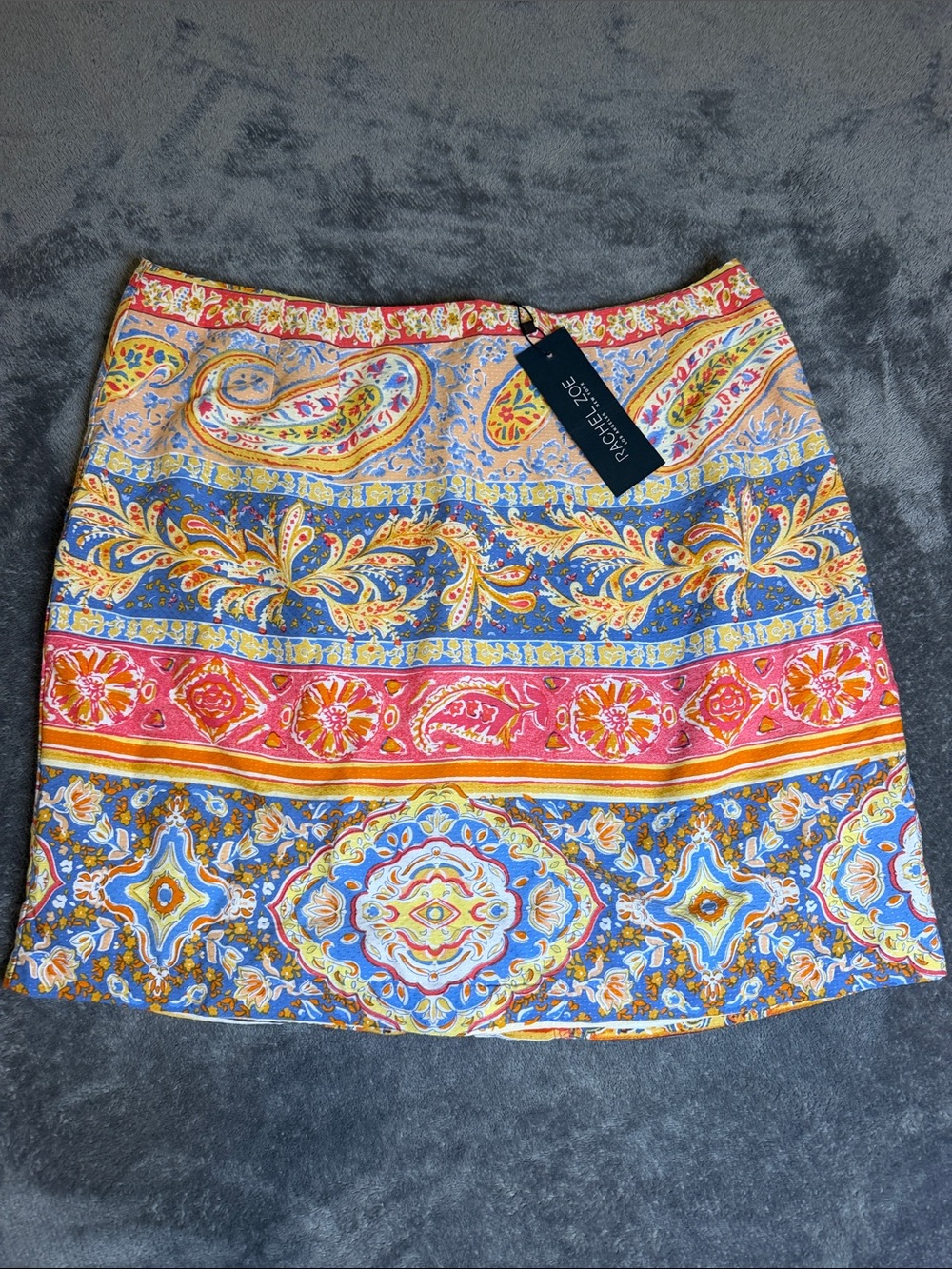 Rachel Zoe Paisley & Medallion Mini Skirt - Blue, Pink & Gold
